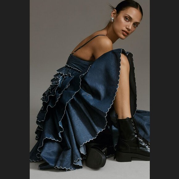 Anthropologie Denim Blue Maxi Dress - Picture 4 of 10